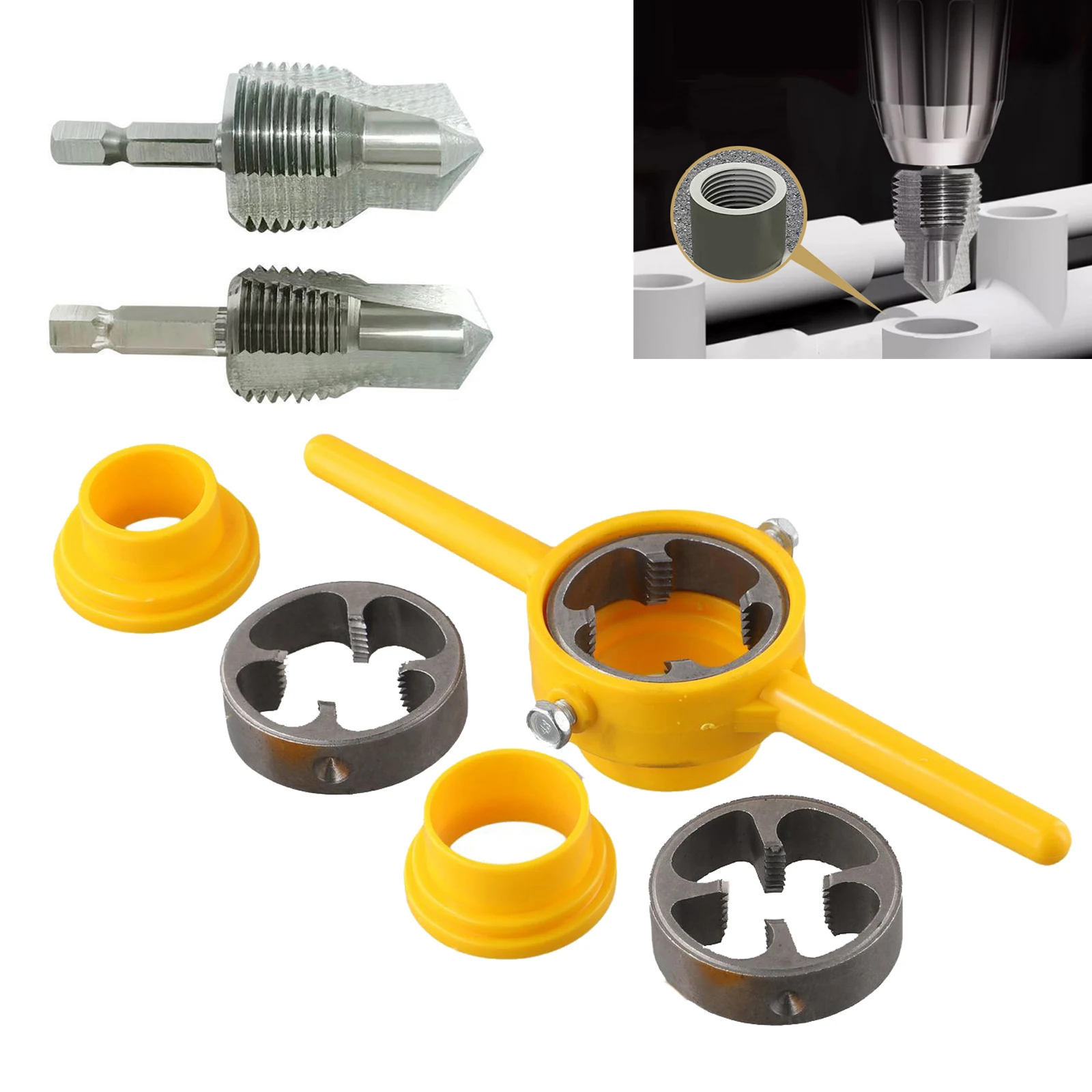 

PPR Lifting Drill Bit With PVC Pipe Threader 1/2In 3/4In 1Inch Pipe Threader Water Pipe Repair Drill Hole Opener Tapping Tool