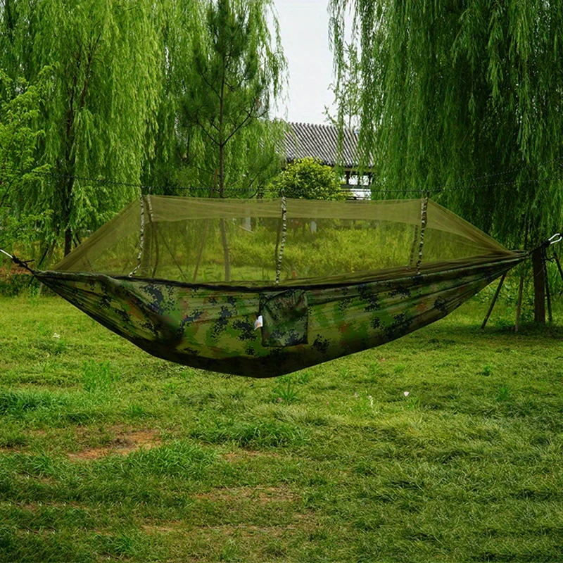 Outdoor Camping podwójny hamak huśtawka ogrodowa podróż przenośna moskitiera zapobiegająca przewróceniu hamak tkanina spadochronowa fotel bujany