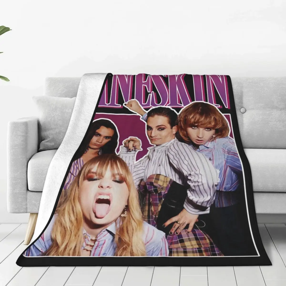 Comfort Retro Maneskin Rock Band Blanket Merch Sofa Decorative Pop Rock Throw Blanket Soft Flannel for Office