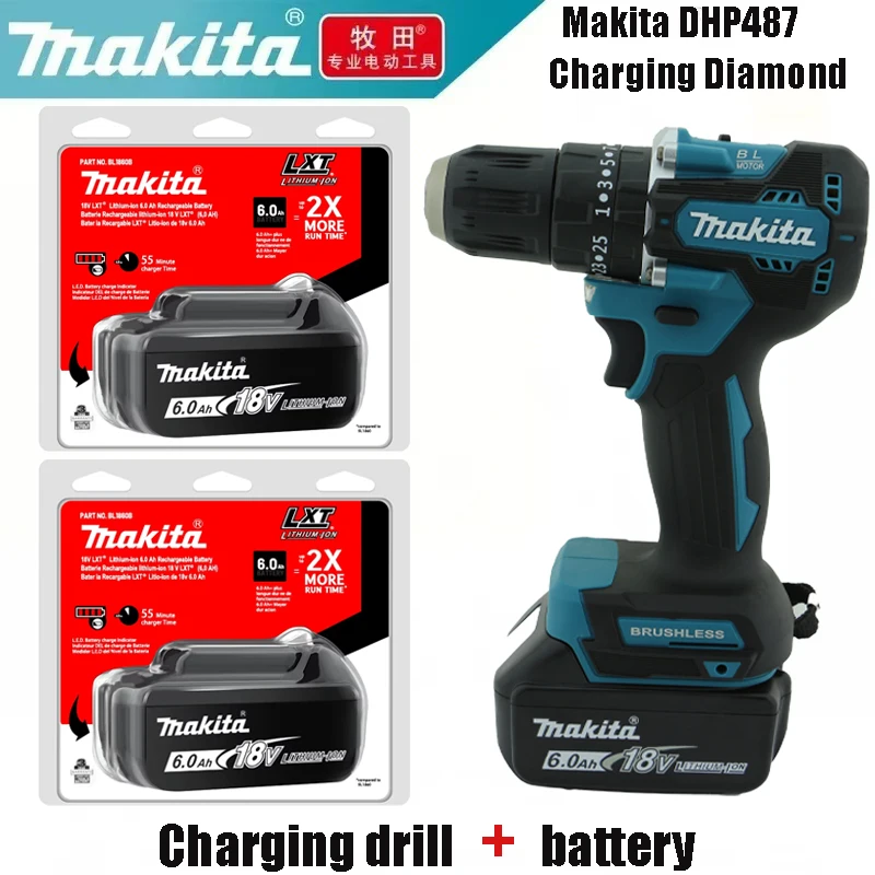 

Аккумулятор Makita 18 В, оснащенный беспроводной ударной дрелью DHP487, 6,0 Ач, 6000 мАч, высокоэнергетический литий-ионный аккумулятор, электроинструмент Makita
