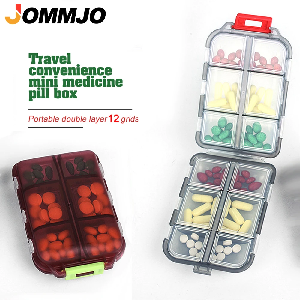 1PCS Travel Pill Organizer Box, Portable Pill Case, Pill Box Dispenser, with 12 Compartments for Different Medicines