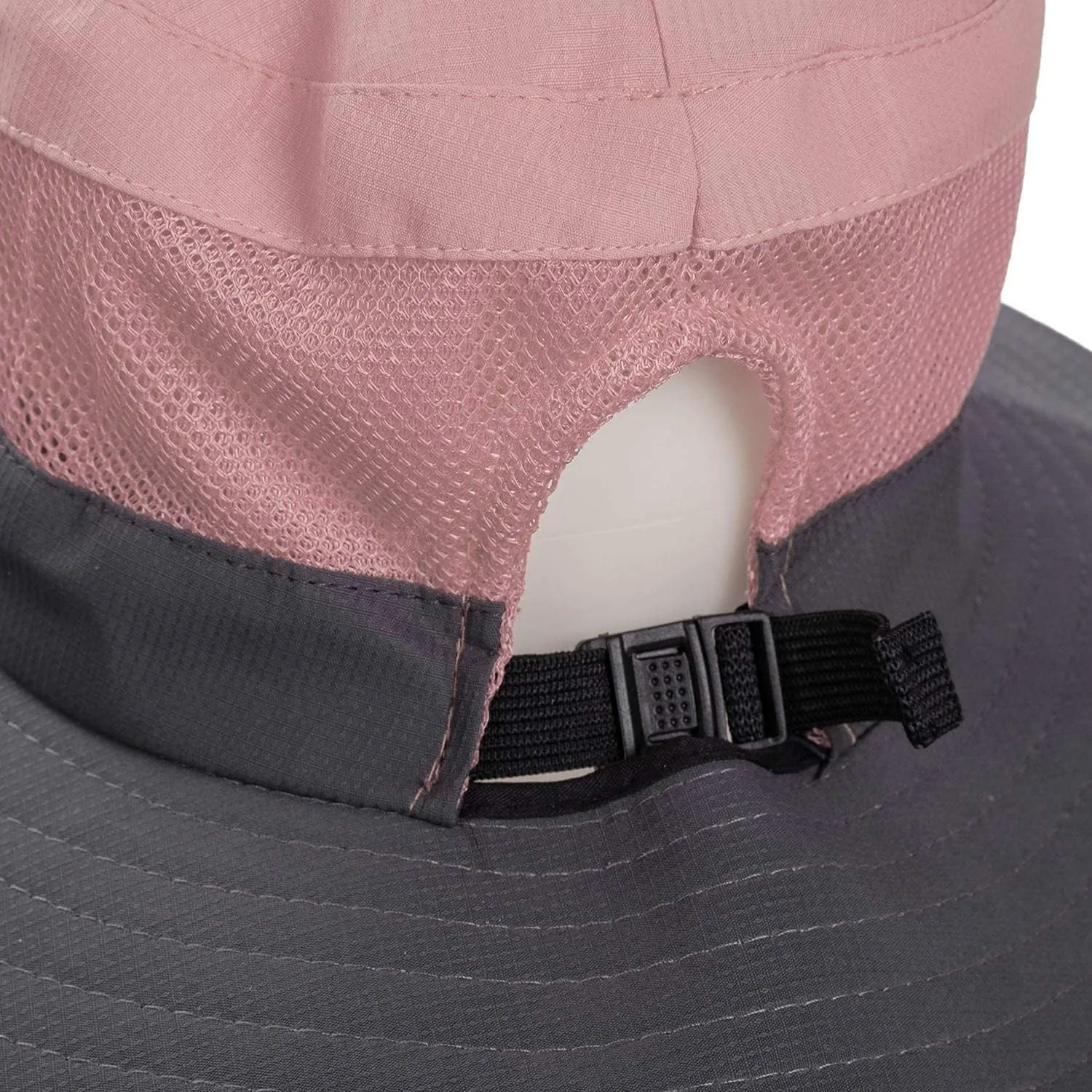 Ponytail Sun Bucket Hats for Women UV Protection Foldable Mesh Wide Brim Hiking Beach Fishing Summer Safari image 4