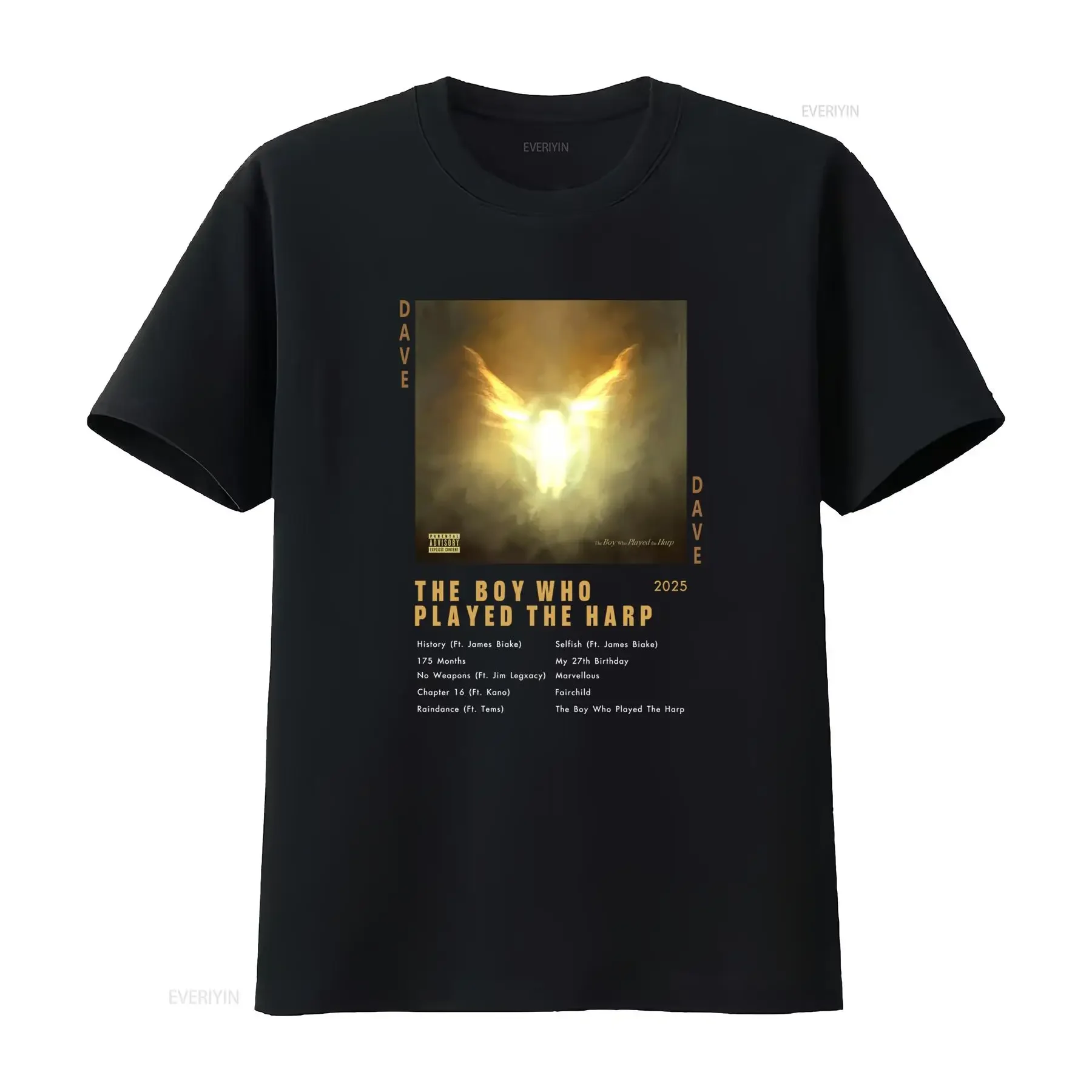 Dave De Jongen Die Harp Speelde T Shirt Bootleg Rap Santan Zwart Vintage voor Casual Muziekfan Kleding vintage Washed Slightly