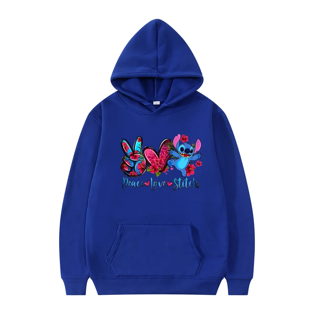 MINISO Disney Classic Boy Cartoon Cute Animation Stitch New Printed Sweater Hooded Long Sleeve Top New Loose Pullover Clothes