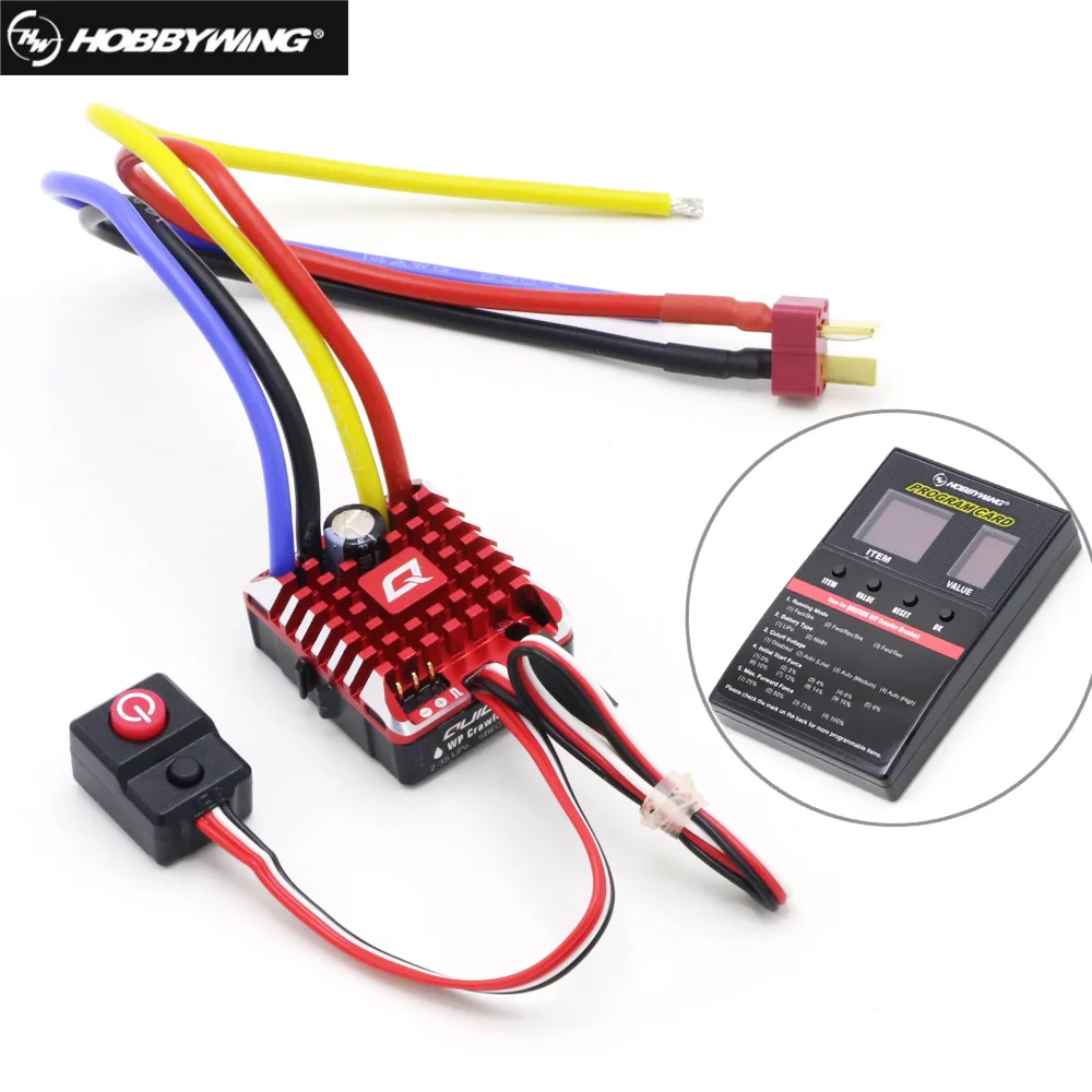 

Hobbywing QuicRun WP 1080 Crawler Waterproof Brushed ESC Build-in BEC 2-3S Lipo With LED Programing Card for 1/10 1/8 RC Car