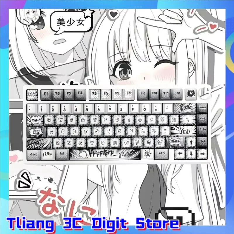 Anime Keycaps Comic Style 149 Key Pbt Thermal Sublimation Mechanical Keyboard Keycaps Personalized Laptop Tablet Keyboard Keycap