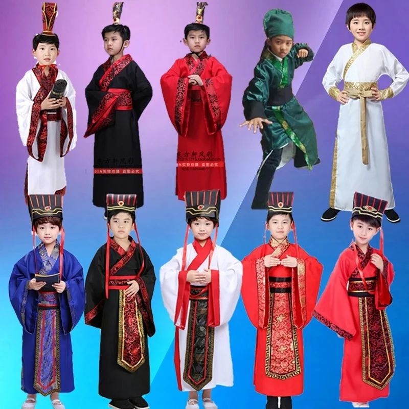 Chinese silk robe Costume boys Children Kimono Cosplay China Traditional  Romance of the Three Kingdoms Cosplay   Dance Costume