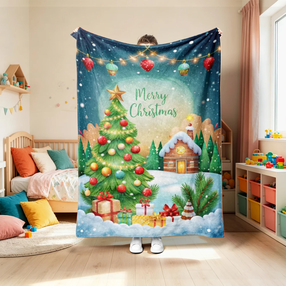 Christmas Throw Blanket - Koc flanelowy z motywem Świętego Mikołaja