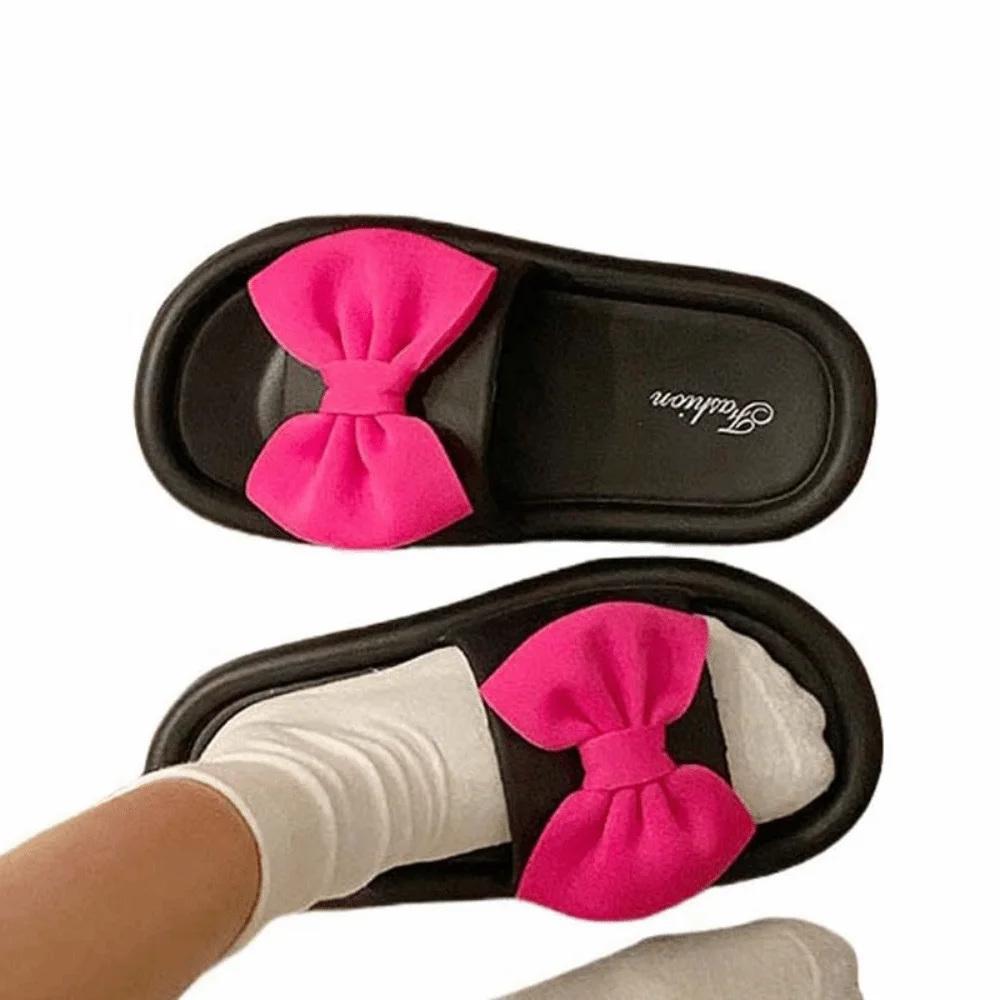 

Casual Cartoon Bow Slippers Platform 3D Bowknot Slides Sandals EVA Thick Thick Soled Slippers Homewear
