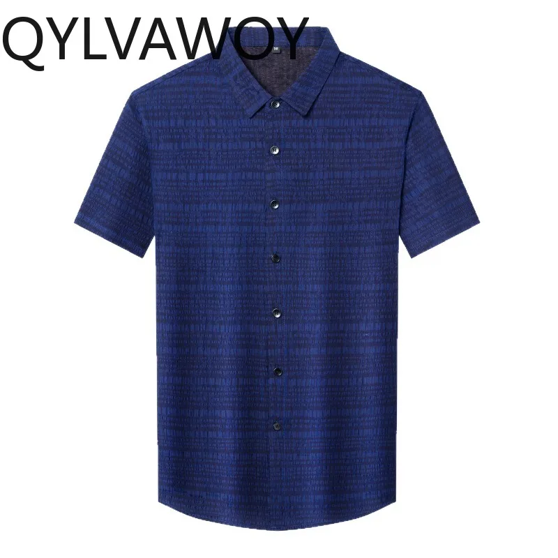 

QYLVAWOY 100% Mulberry Silk Summer Shirts for Man Men's Shirts Xiangyunsha Short Sleeve Tops Breathable Man Shirt Stylish 남자 반팔