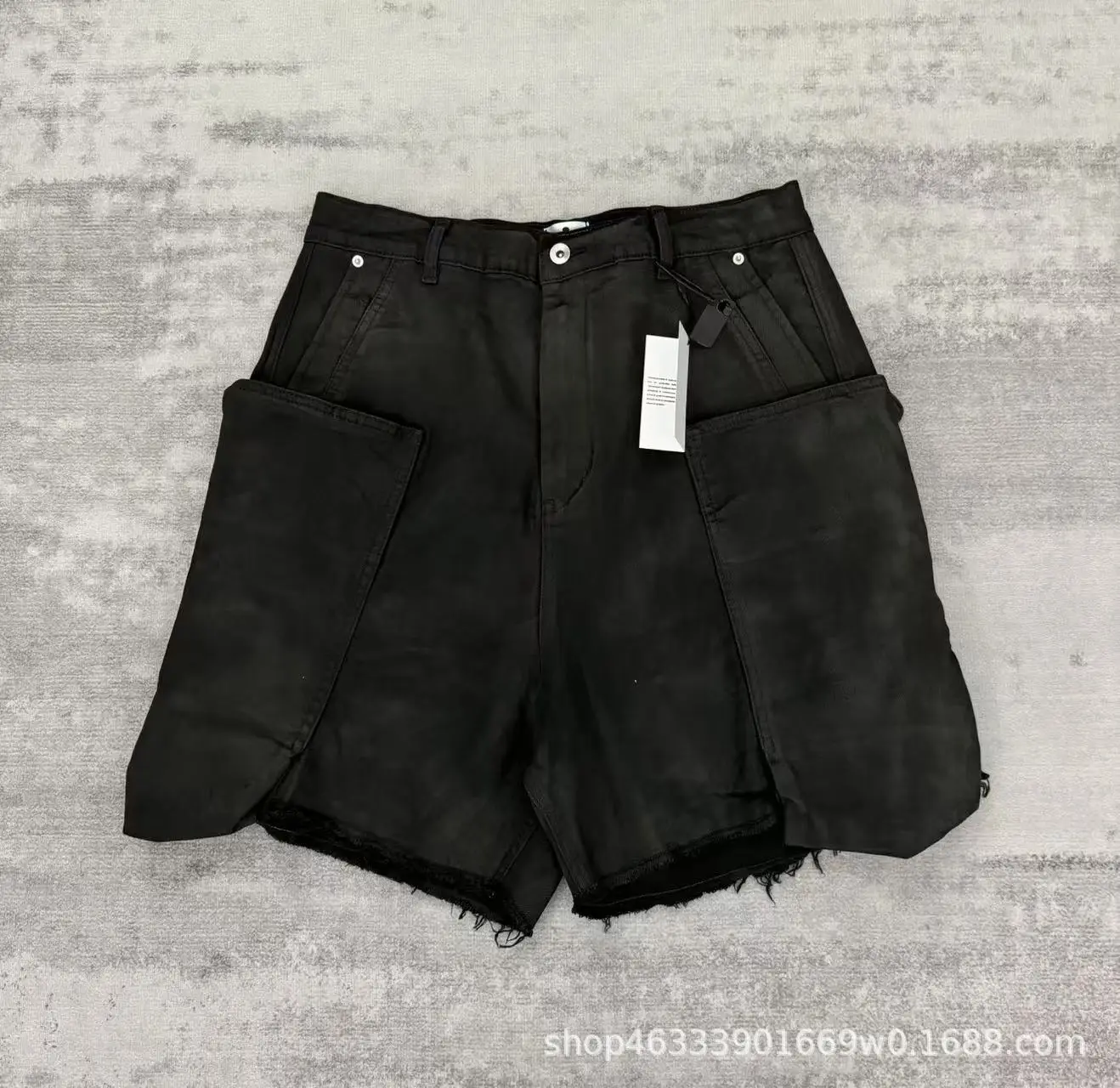 Rick RO Wax-Coated Washed Denim Shorts with Multiple Pockets, Stylish and Versatile Workwear Style Five-Piece Pants