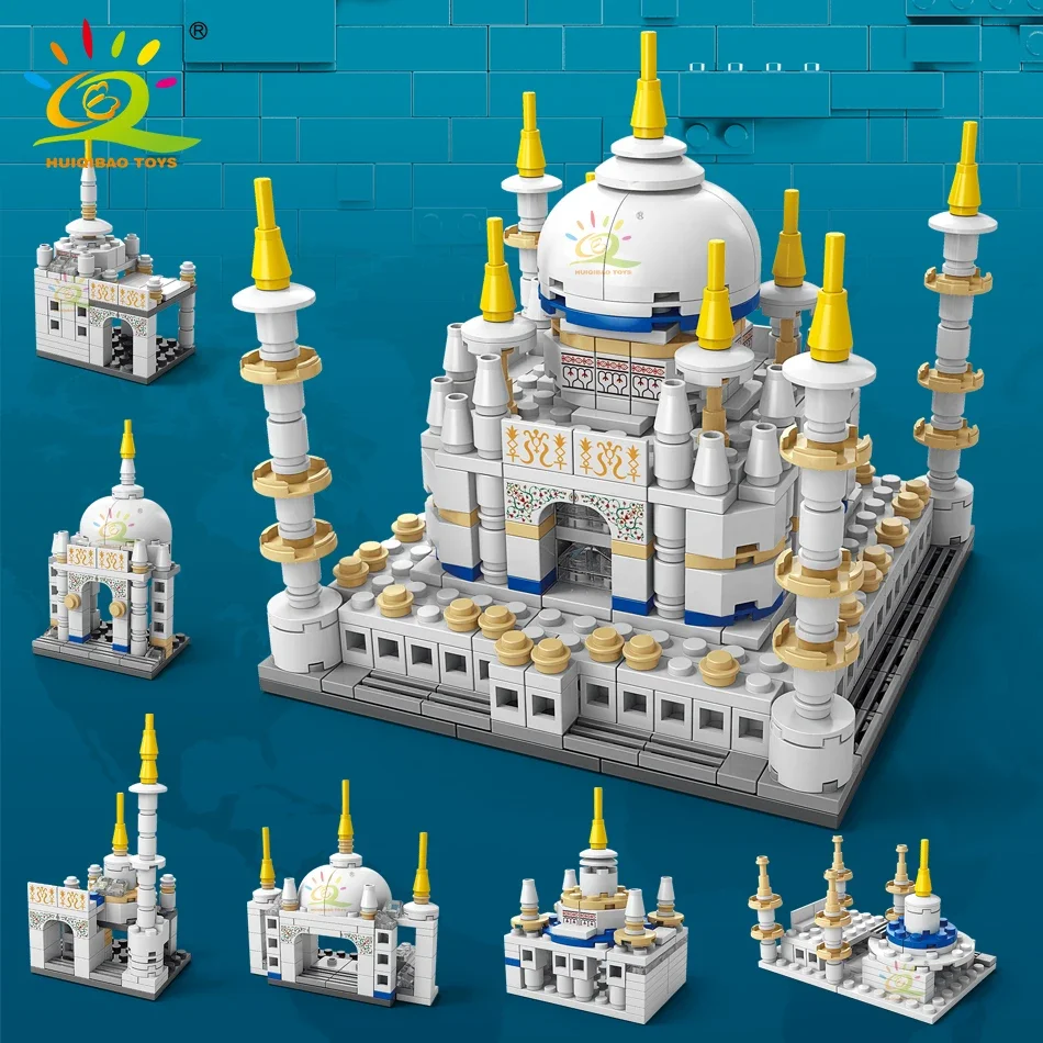 

HUIQIBAO 510pcs Mini Taj Mahal City Architecture Model Building Blocks Street View Set Construction Bricks Toys Children Gift