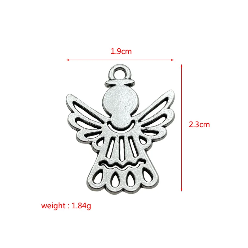 19*23mm Charming Cute Hollow Angel Pendant Tibetan Silver Gold Beaded Bracelet Necklace Earrings Jewelry DIY Accessories Amulet