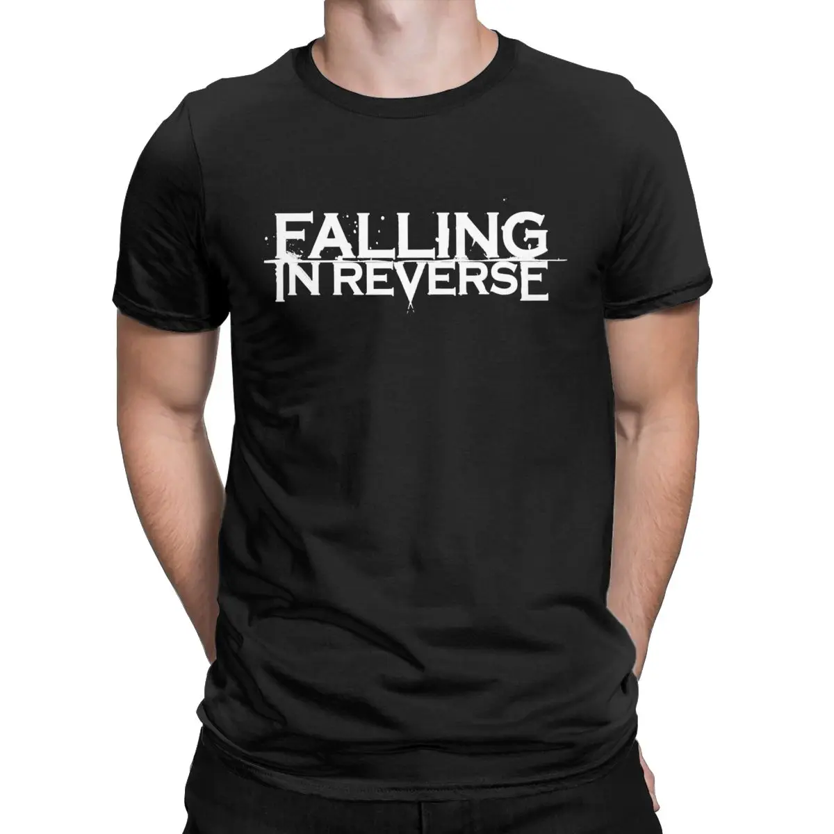 Falling In Reverse Logo T-Shirt Men band Music Funny Casual Cotton Tees Round Neck Short Sleeve T Shirts Printed Clothes