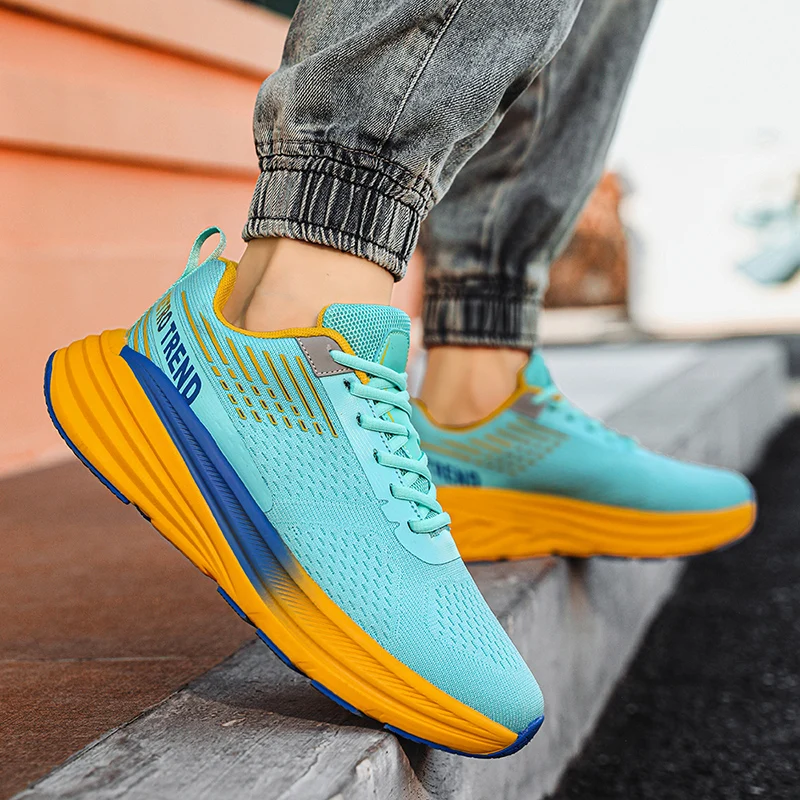 Outdoor Unisex Sport Shoes Platform Support Light Weight Cushioning Mesh Breathable Running Jogging Retro Trend Sneakers Men