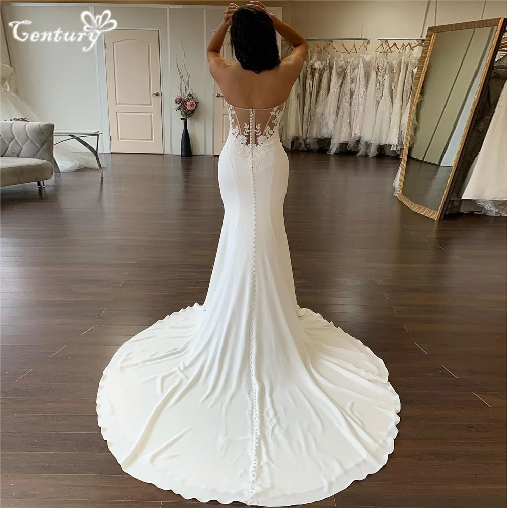 Mermaid Wedding Dress 2024 Sweetheart Detachable Sleeve Lace Appliques Casual Bride Dresses Civil Bridal Gowns Customized