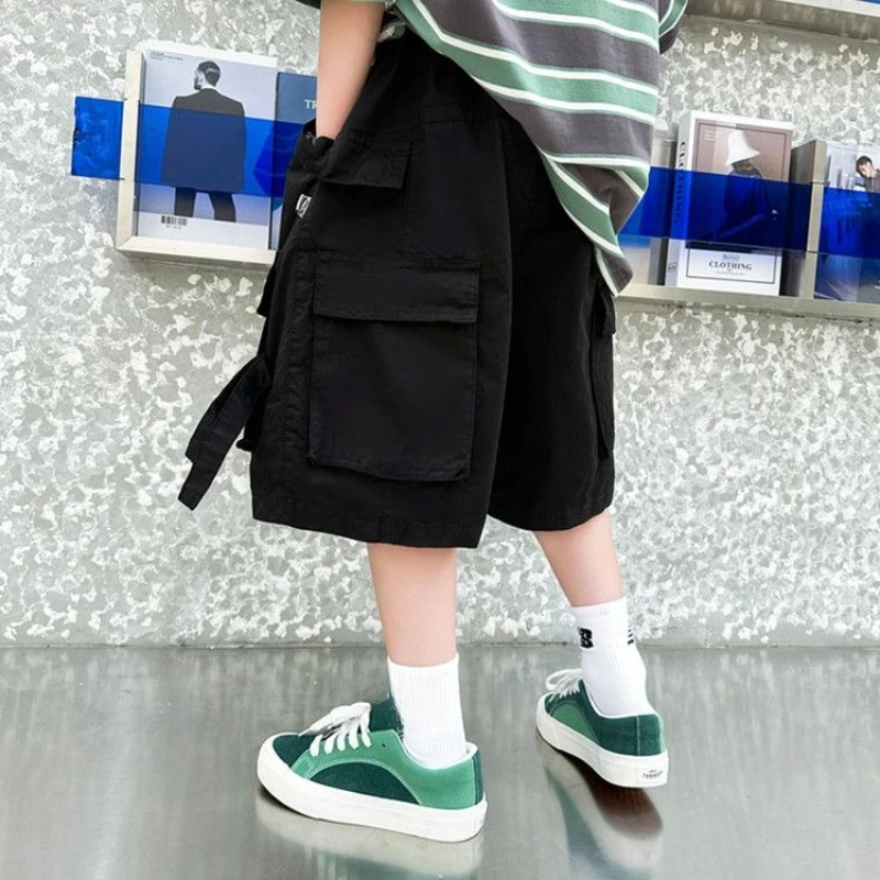 Boys Mid Length Cargo Shorts 2026 Summer New Casual Loose Fit Lightweight Outdoor 5