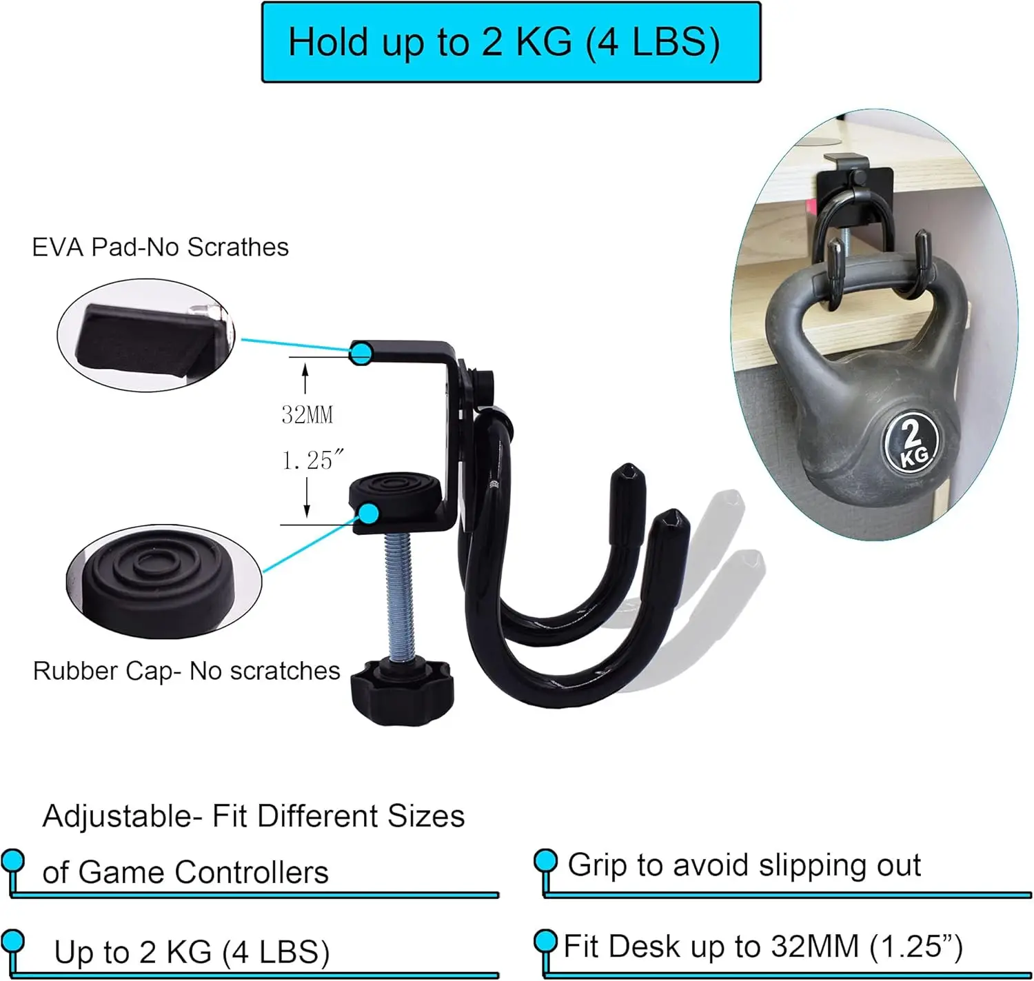 سطح المكتب جبل أذرع التحكم في ألعاب الفيديو حامل المشبك على حامل شماعات تخزين الرف ل ps3/ps4/ps5/xbox 360/xbox one/s/x/elite/series s/seri #3