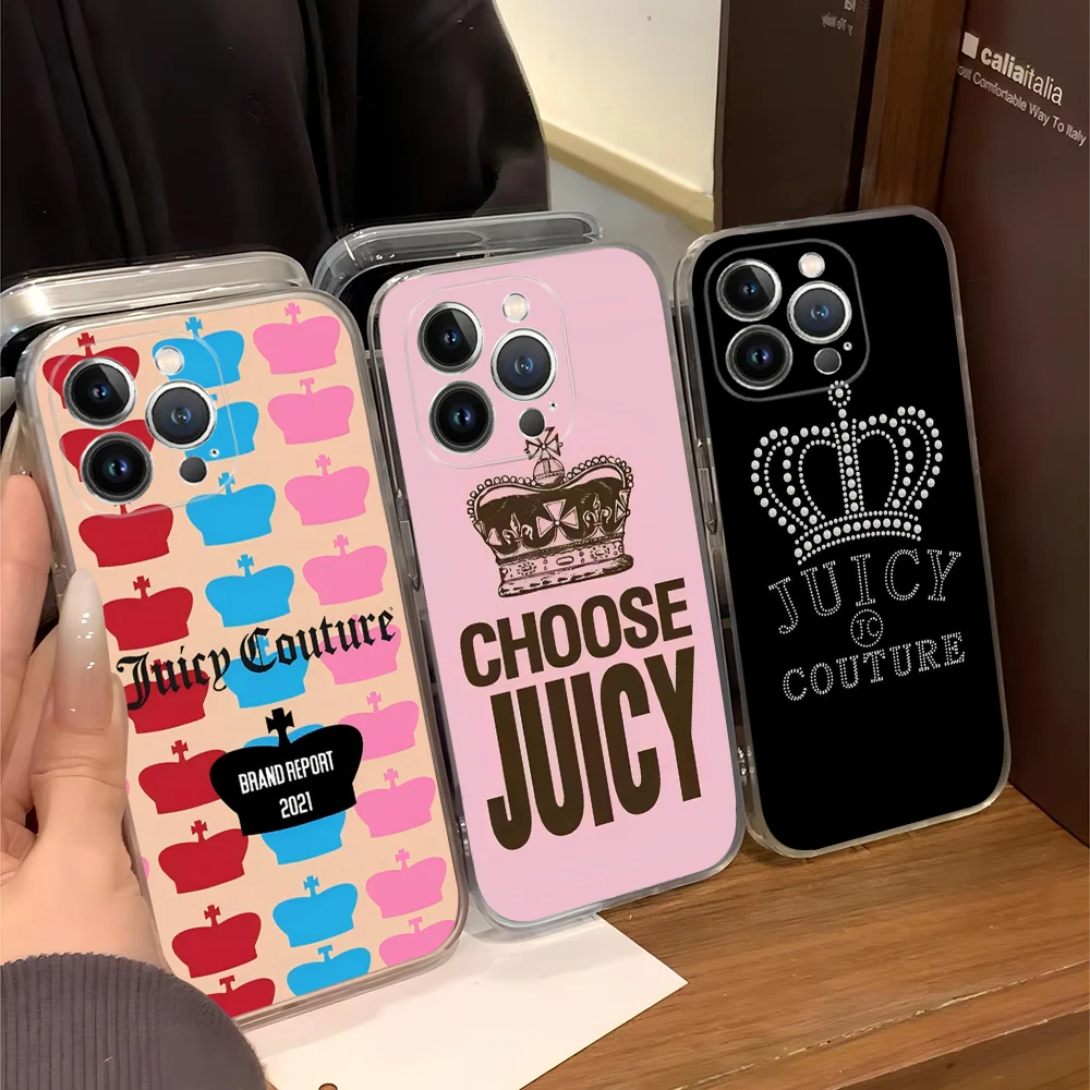 J-Juicy C- Couture Phone Case For iPhone 16 15 14 11 12 13 Mini Pro XS Max Cover 6 7 8 Plus X Funda Shell