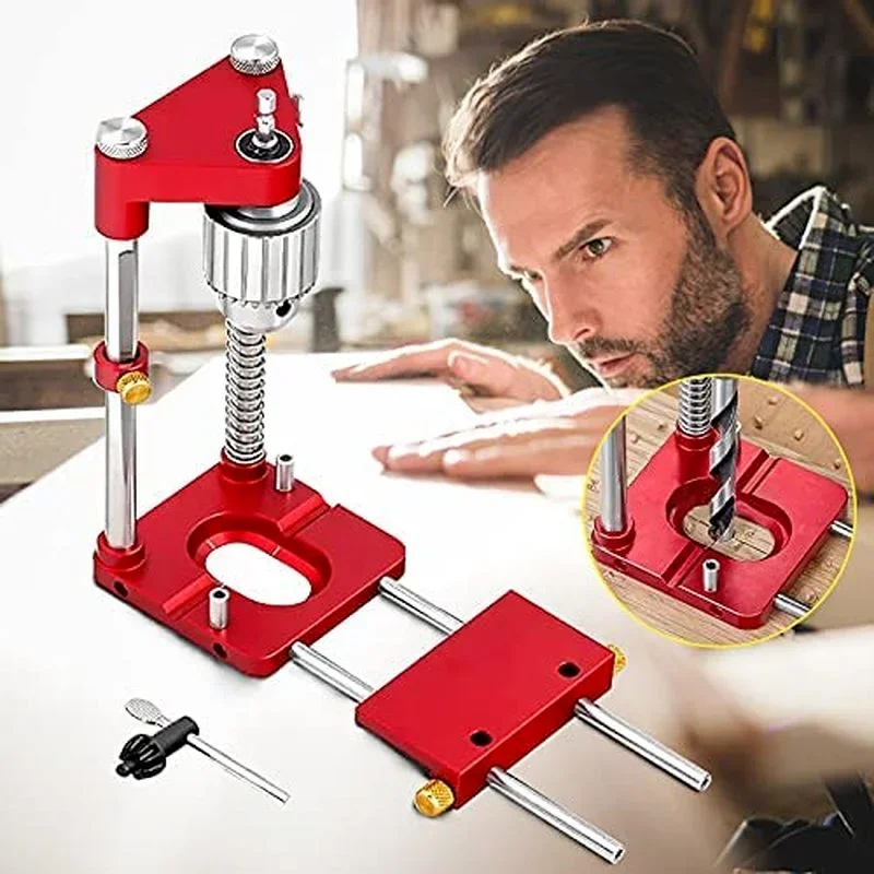 

Drilling Locator Precision Woodworking Drilling Locator Household Alloy Steel Woodworking Drilling Guide Tool DIY Furniture Tool