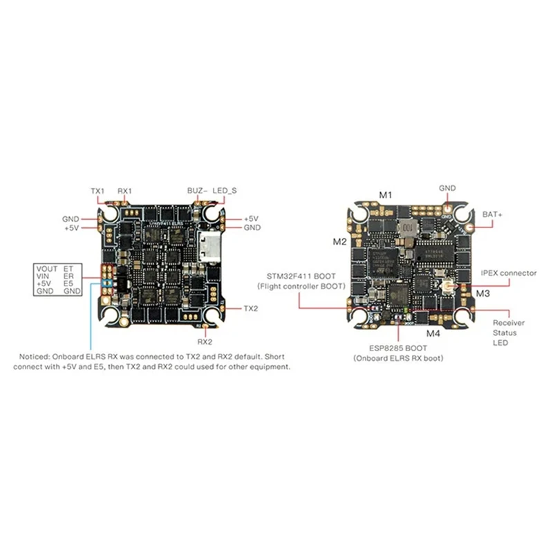 Crazyf411 ELRS AIO 4In1 F411 Flight Controller Built-In UART 2.4G ELRS RX 20A ESC 2-4S For FPV Toothpick Drones