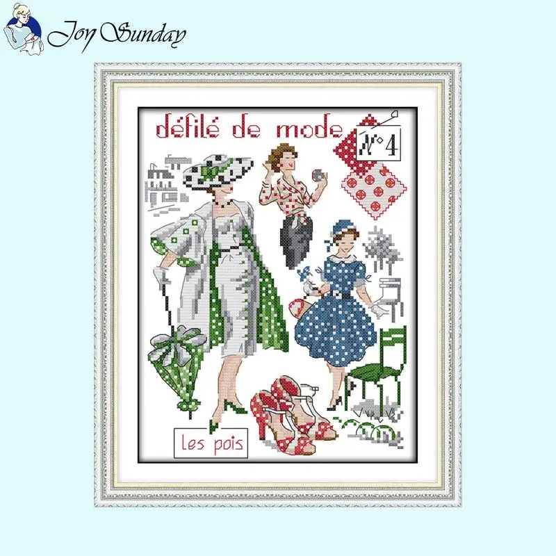 Joy Sunday Beautiful Lady Character Pattern Cross Stitch Kits 14ct 16ct 11ct Count Canvas Fabric Embroidery DIY Home Decoration