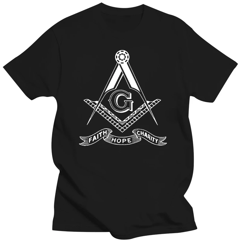 Masonic Freemasons Square Compasses Faith Hope Charity Men's T Shirt  Fashion Casual  Tees O-neck Cotton Black Tops