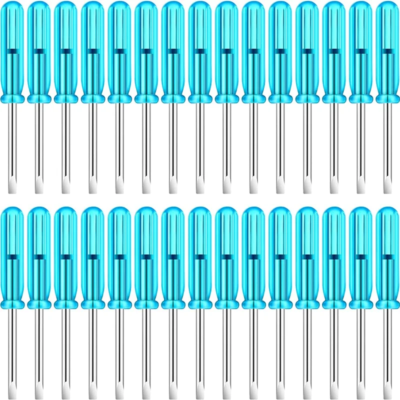 100 Pcs 2.0 mm Mini Screwdriver with Blue Handle for Watches Cellphone HDD Camera Laptop Repair Tool (Slotted)