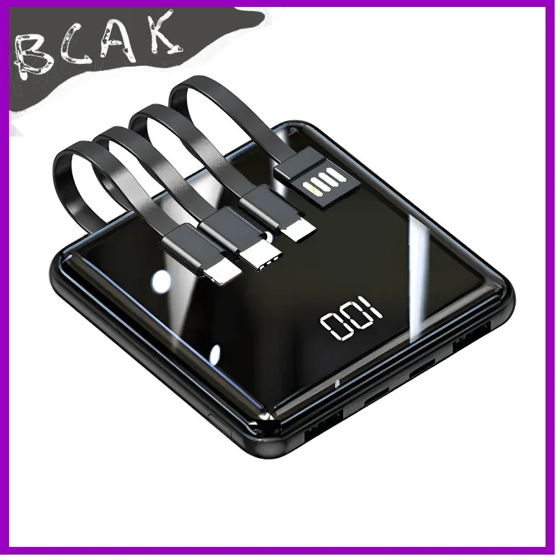 Quality BCAK Mini Compact Portable Fast Charge Large Capacity Four-wire Power Bank 20000mAh Mirror Mobile Power Supply Gift