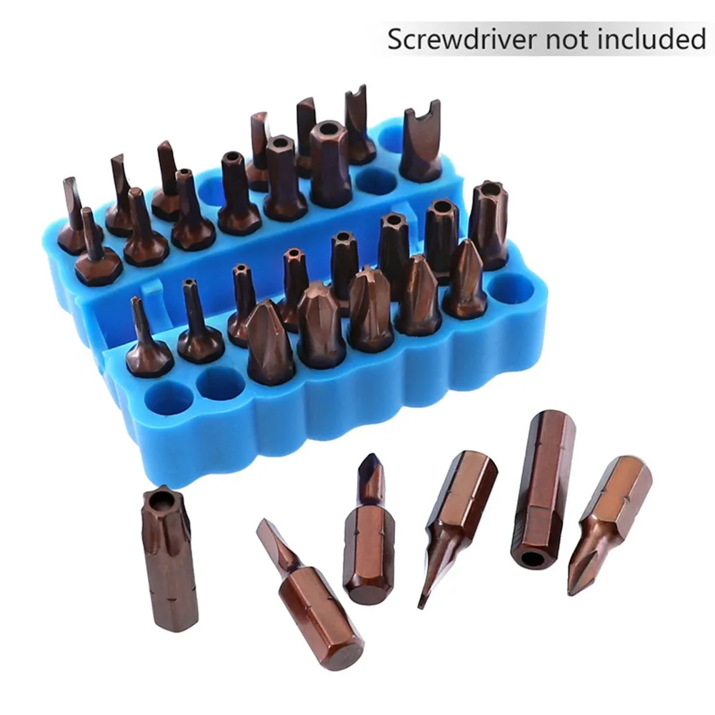 64x48x15mm Holder Screw Bits Blue Flexible Hex Plastic Screwdriver Storage Case 1/4 Inch 32 Holes High Quality