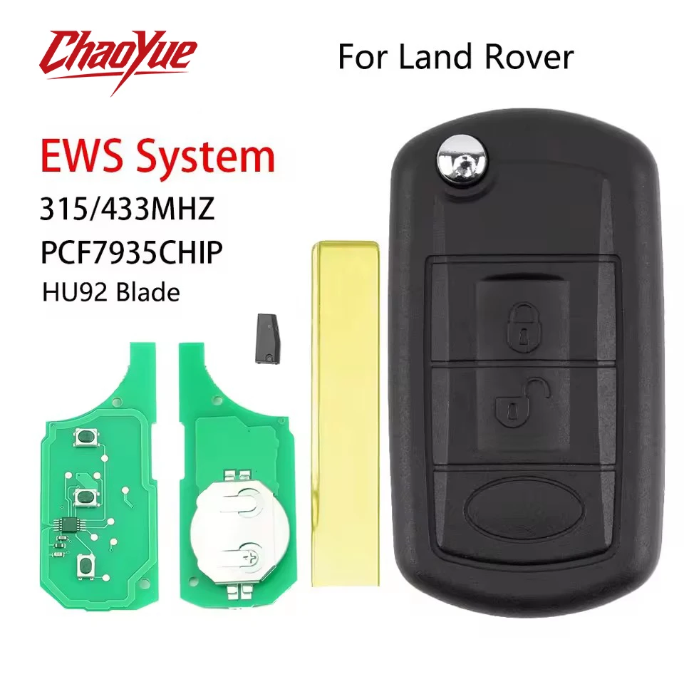 Clé de voiture pliable à distance ChaoYue, système EWS, lame HU92, 315/433 MHz, pour LAND ROVER Range Rover Vogue 2006-2009, puce 7935, clé pliante