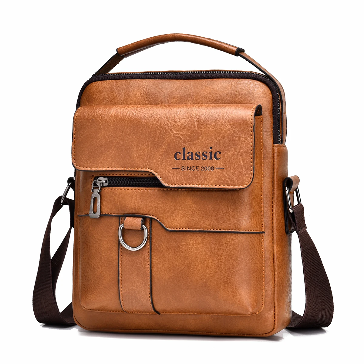 2024 New Luxury Brand Men Crossbody Bag Leather Shoulder Bag For Men Handbags Brown Business Large Capacity Messenger Side Bags
