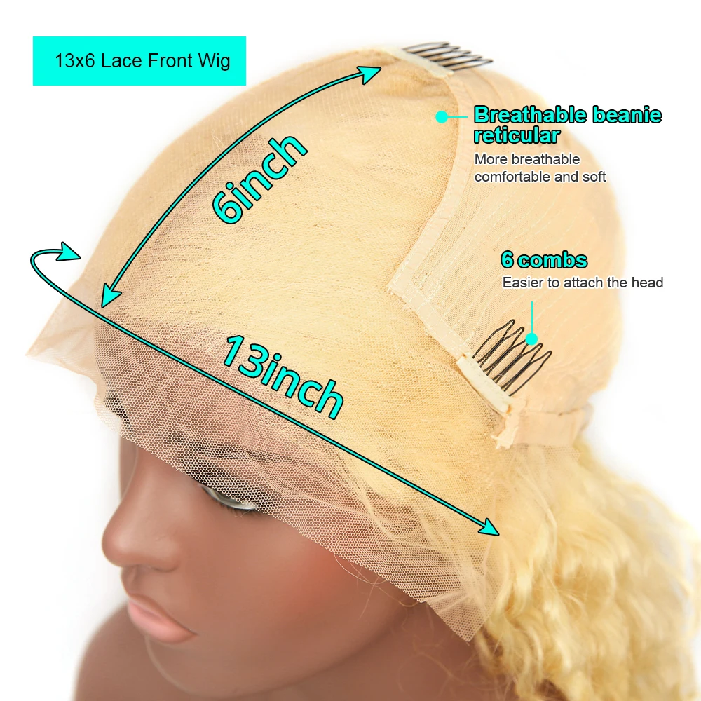 أصفر فاتح 613 13x6 HD الدانتيل الباروكة الأمامية شعر الإنسان الجسم موجة شعر مستعار دانتيل شفاف 613 خصلات الشعر المستعار الإنسان الملون 200% للنساء