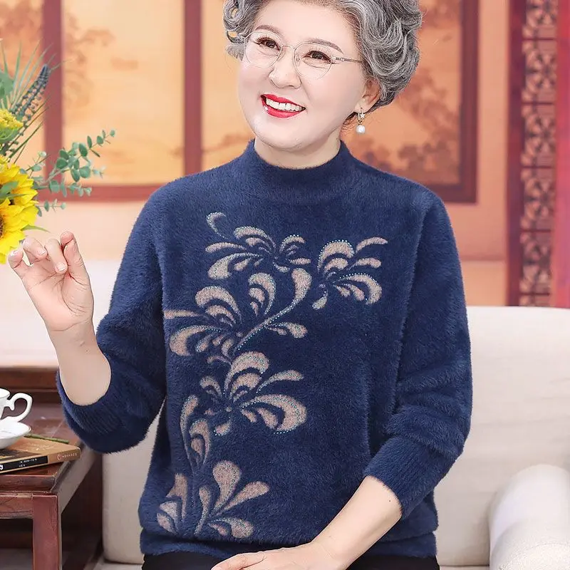 Winter Women's Knitted Warm Woolen Base Layer Top Fashionable Versatile Half High Collar Warm Comfortable Knitwear Female M167