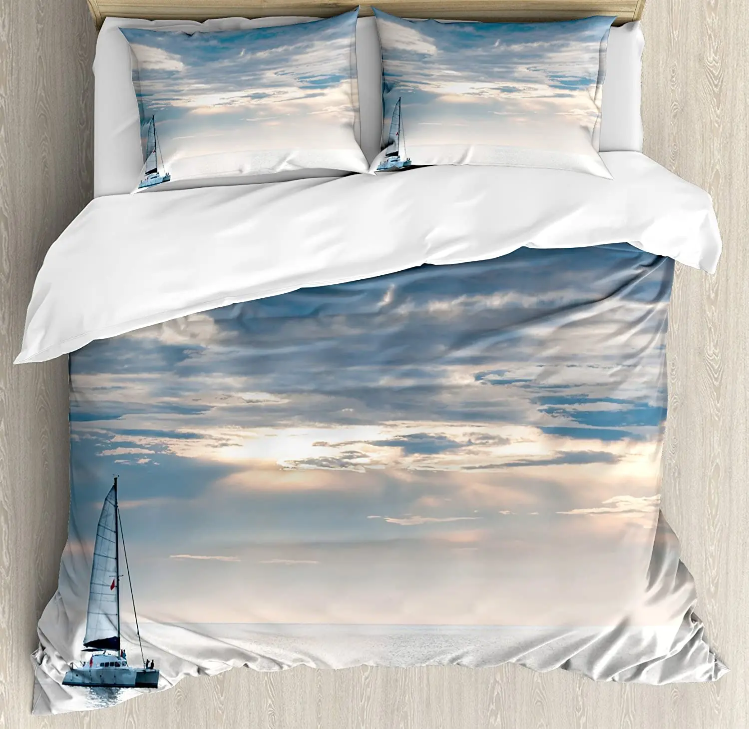 

Nautical Bedding Set For Bedroom Bed Home Let Your Dreams Sail Quote With Boat In Waves M Duvet Cover Quilt Cover And Pillowcase