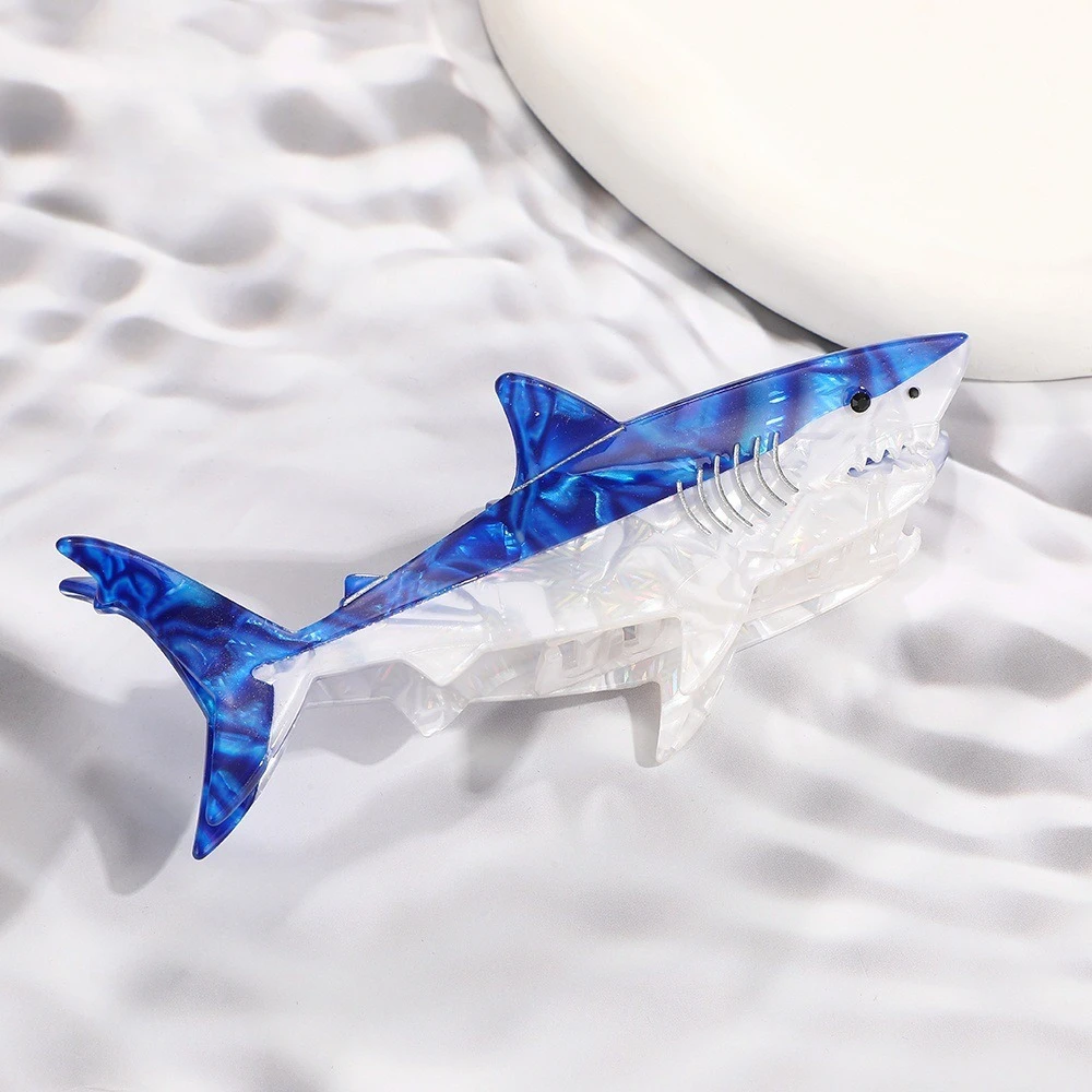 กิ๊บติดผมรูปสัตว์ทะเลดีไซน์ใหม่ ซีรีส์สัตว์ทะเลสุดสร้างสรรค์ กิ๊บหนีบผมรูปฉลามสีฟ้า ทำจากอะซิเตท กิ๊บหนีบผมทรงปู สไตล์ INS สำหรับผู้หญิงและเด็กผู้หญิง อุปกรณ์เสริมผม