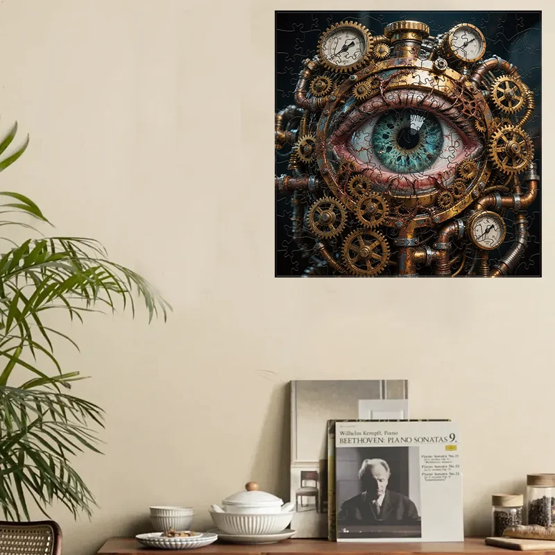 Holzpuzzle im Steampunk-Stil, Cyberpunk-Thema, lässiges Stressabbau-Spiel für Unterhaltung