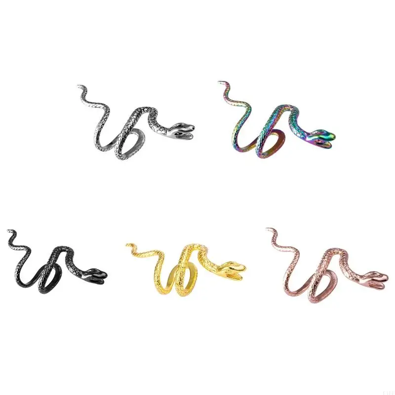 C1fe Multicolor Snake Earge Boucbe enveloppe Clip d'oreille No Piercing Femmes Boucles d'oreilles mignons Animal enveloppe à