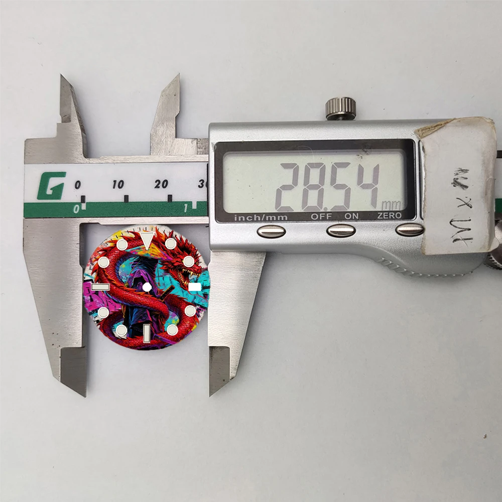 Graffiti Dragon Warrior 28.5mm Watch nh35 Dial Custom Pattern Dial Color Printing nh35 Watch Face Fit NH35/36 Movement nh35 dial