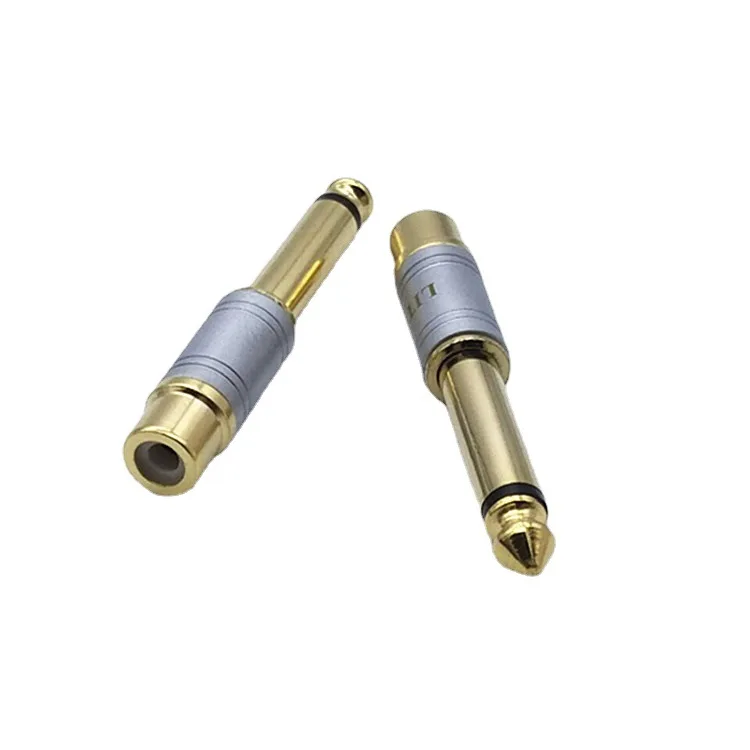 

10pcs Direct sales gold-plated 6.5 to lotus female audio plug 6.5 to AV lotus female 6.5 to RCA plug Optoelectronic Displays