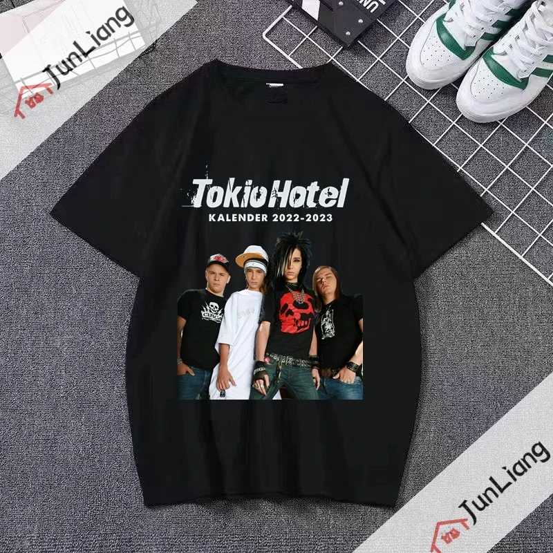 Tokio Hotel  Rock Men\'s and Women\'s T-shirt Music Novelty T-shirt Short Sleeve Crewneck Tee Printed Clothes