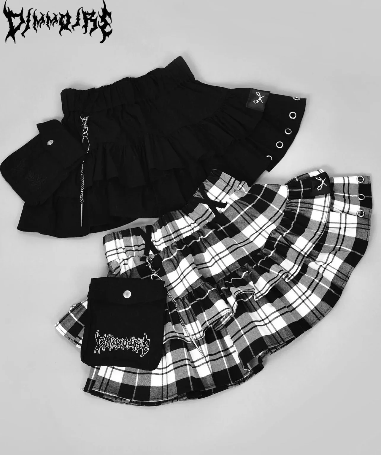 Japanese Harajuku Punk College Style Plaid Cake Ultra Short Skirt Subculture Y2k Girl Autumn High Waist Mini Skirt with Waistbag