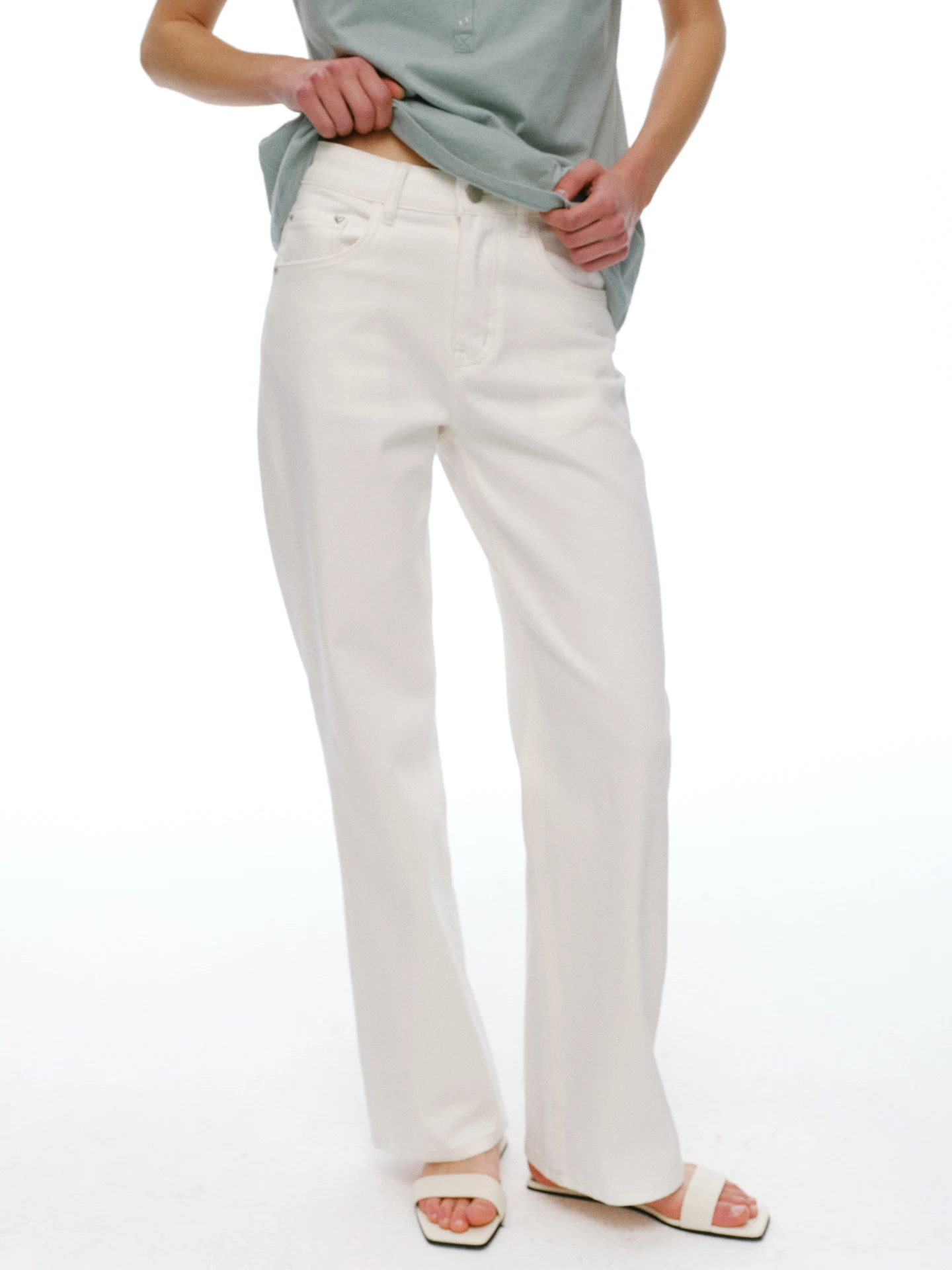 

NANCYLILI26 Белые прямые джинсы, женские повседневные хлопковые брюки, новинка весеннего сезона, универсальные, стройнящие, модные для женщин