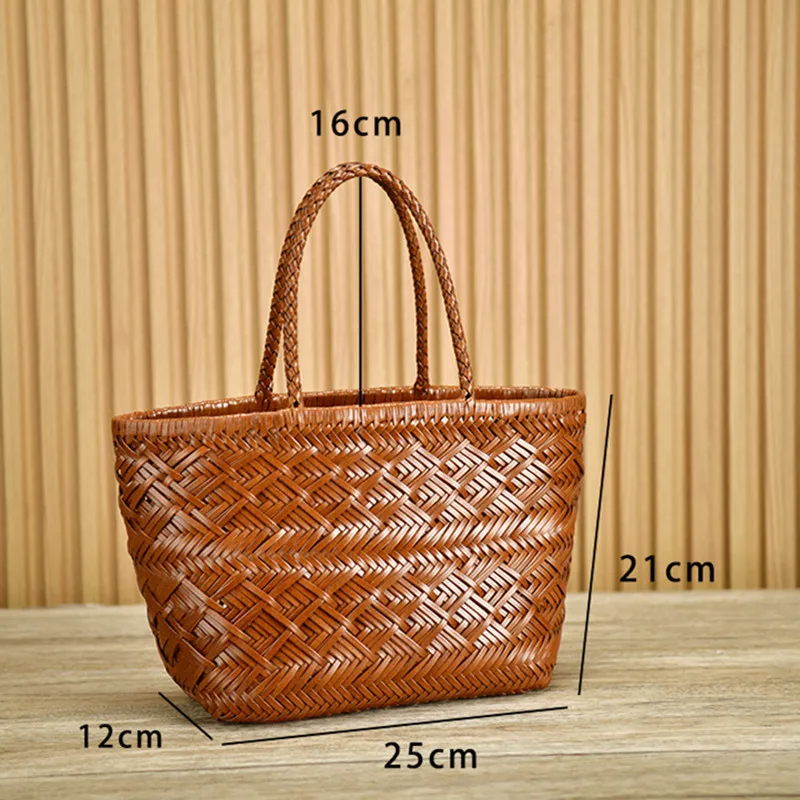 Spring and summer Retro new braided bag genuine leather pure handmade vegetable basket bag French casual all-match female bag