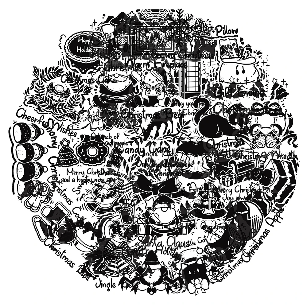 10/30/50 個クリエイティブクリスマステキストステッカー透明黒白落書きステッカー DIY 荷物電話スクラップブック漫画デカール