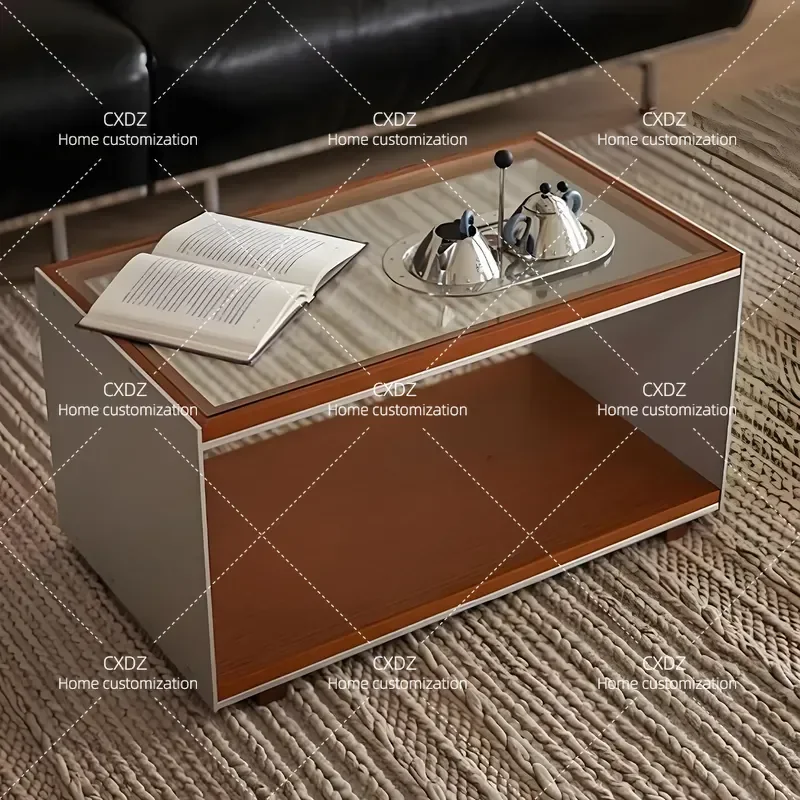 Medieval style dining side cabinet Solid wood module combination cabinet Living room TV cabinet Glass coffee table display