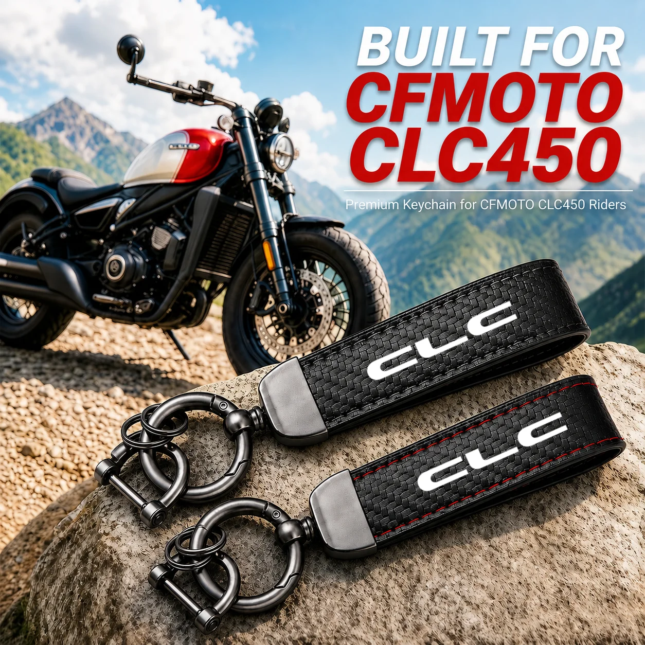 High-Grade Leather Motorcycle Keychain Holder Keyring Accessories For CFMOTO CL-C450 CLC 450