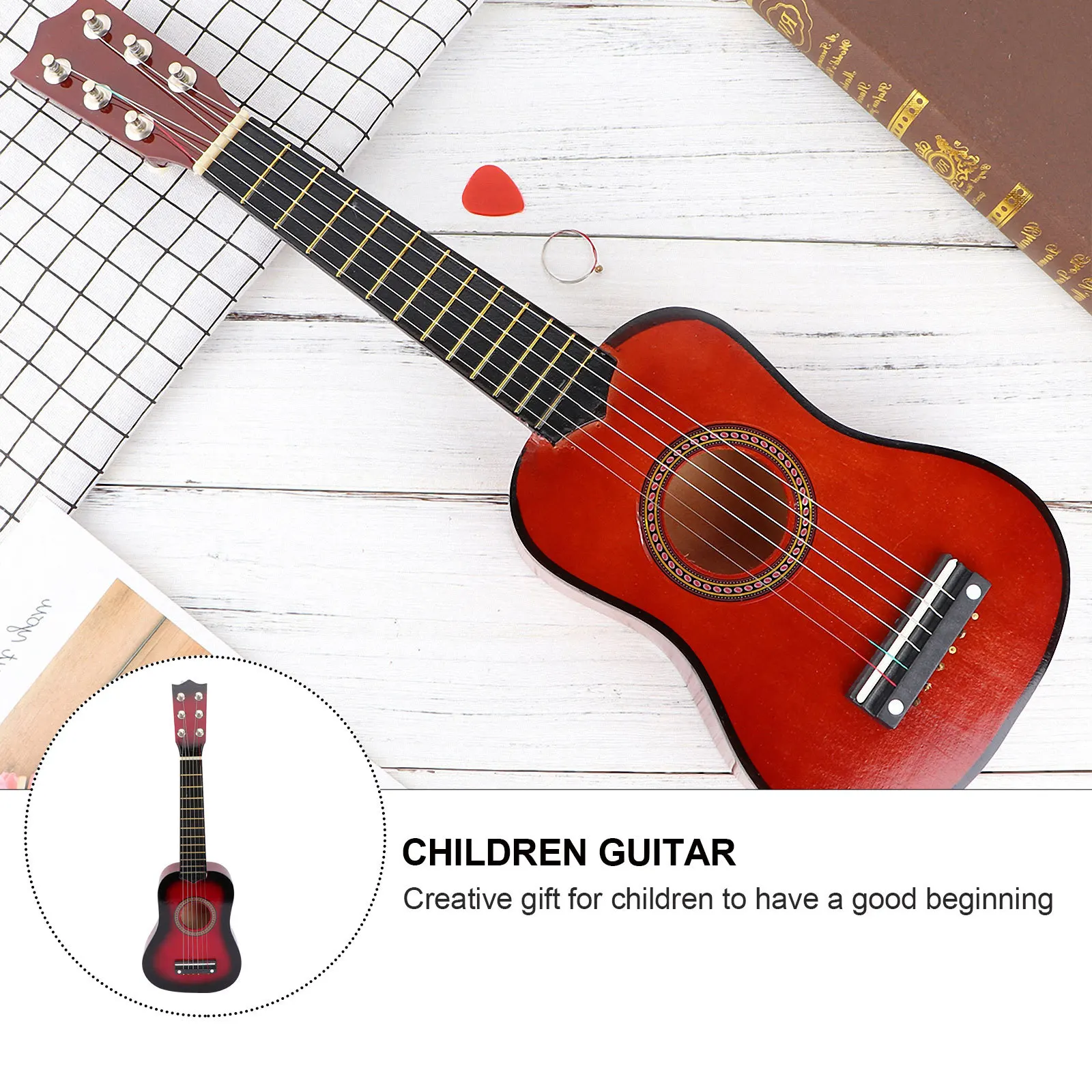 Inch Kids Guitar Red Portable Wooden Acoustic Musical Musical Instrument Instrument For Children Creative Gift