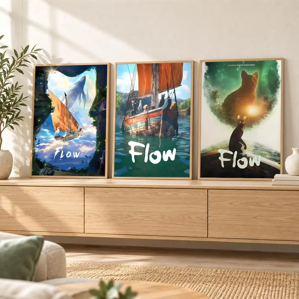 F-Flow Movie Cartoon Poster Wall Stickers Self Adhesive Art Mural HD Print Decals for Bedroom Living Room Home Decor Gift
