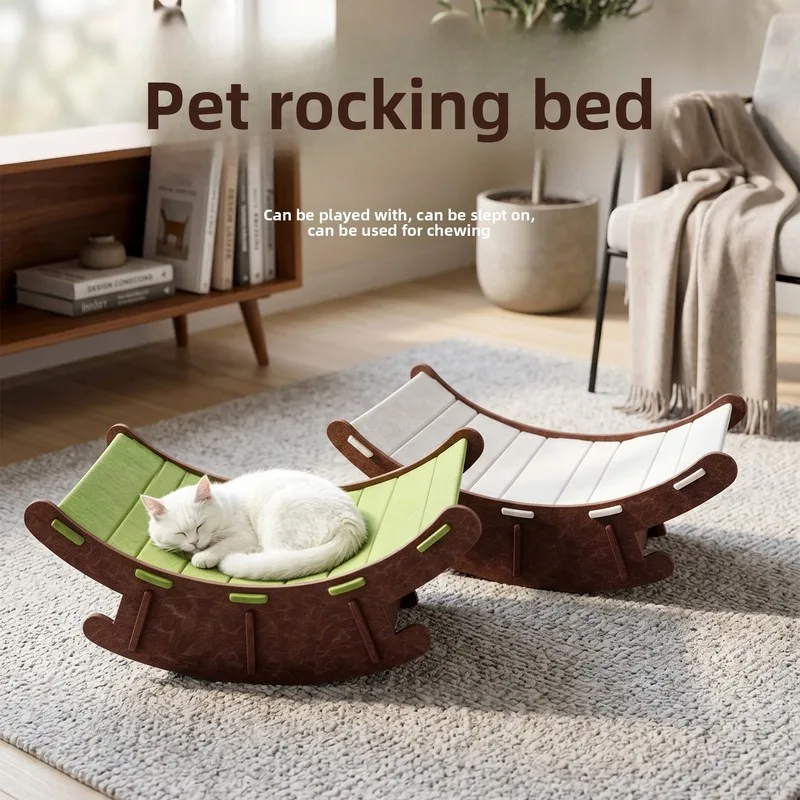 Cat Scratcher Rocking Chair Bed, Durable Corrugated Cat Scratching Board Lounge, Wear Resistant Pet Rocker Bed for Cats and Smal